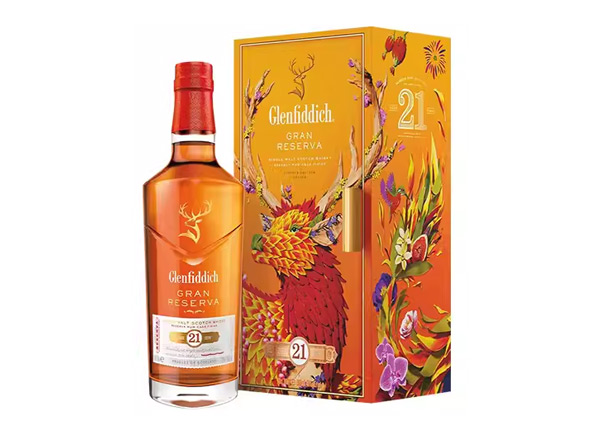 永川回收格兰菲迪21年700ml福鹿生花新年装福鹿呈祥新春礼盒装Glenfiddich苏格兰威士忌